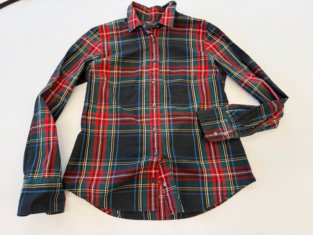 J.Crew Tartan Plaid Button Down Shirt Long Sleeve Preppy Holiday Dark Academia